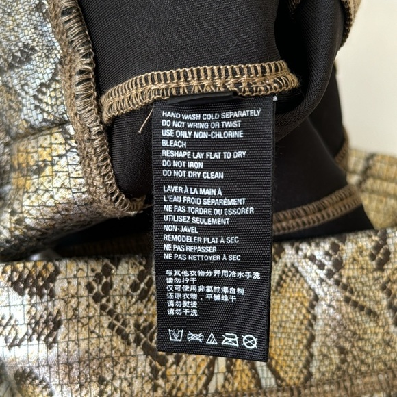NWT FREE PEOPLE gold python leggings size M brown shiny snakesekin pull on - Picture 9 of 9